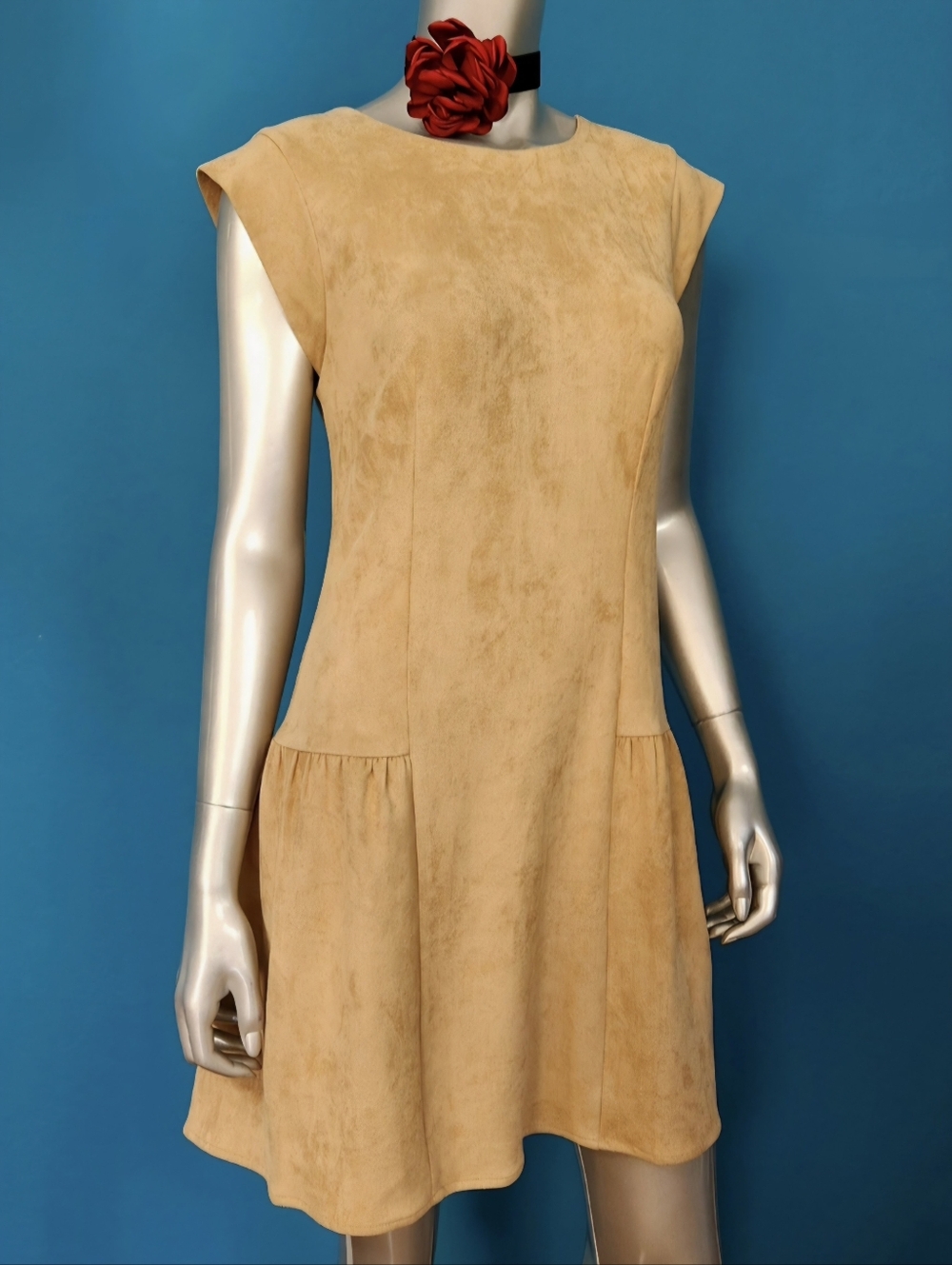 🆕️🌹GREYLIN Anthropologie Saulina Faux Suede Drop Waist Mini Dress // (NWOT)